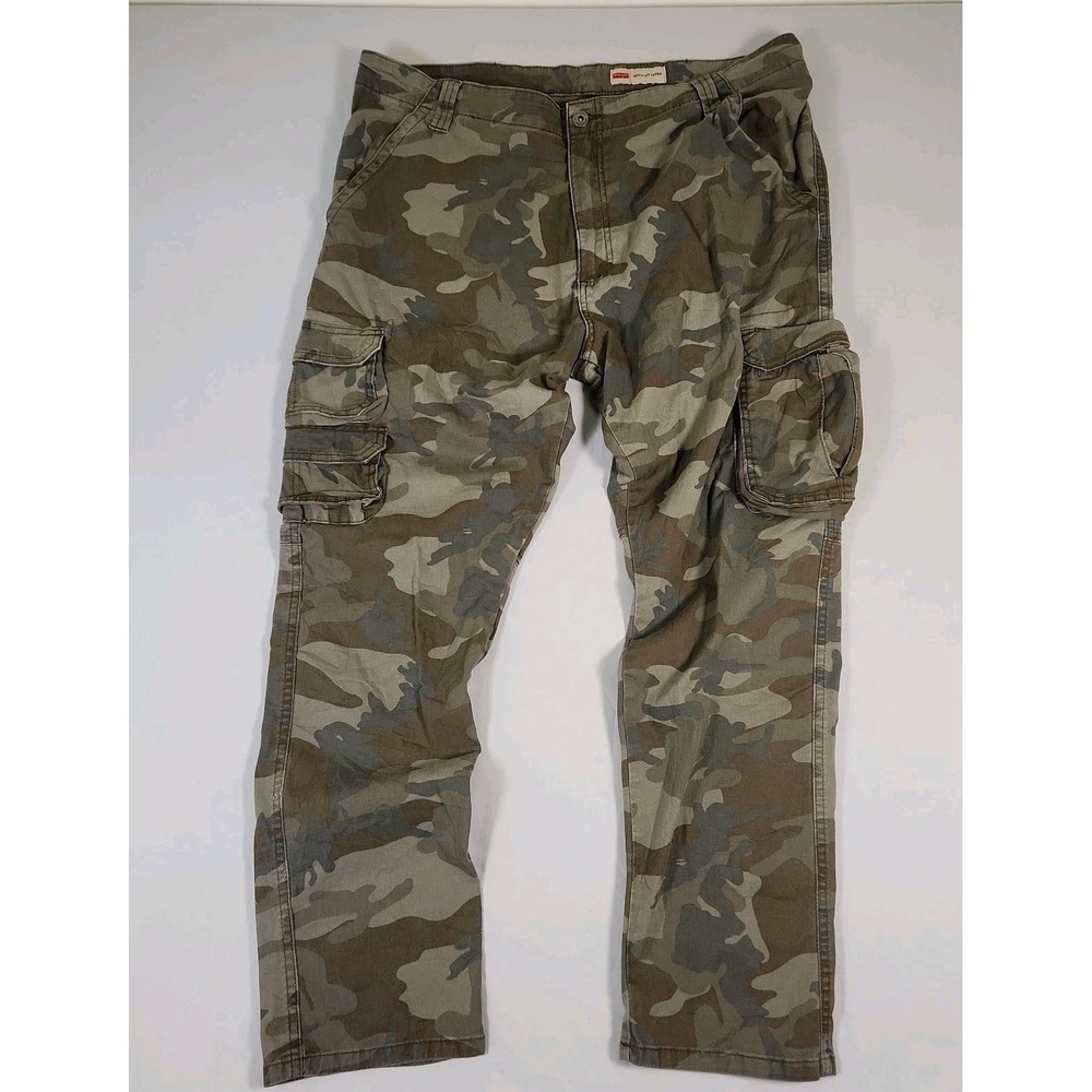 Wrangler‎ Pant Mens 36x29 Camouflage Cotton Blend Cargo Tapered Workwear Stretch
